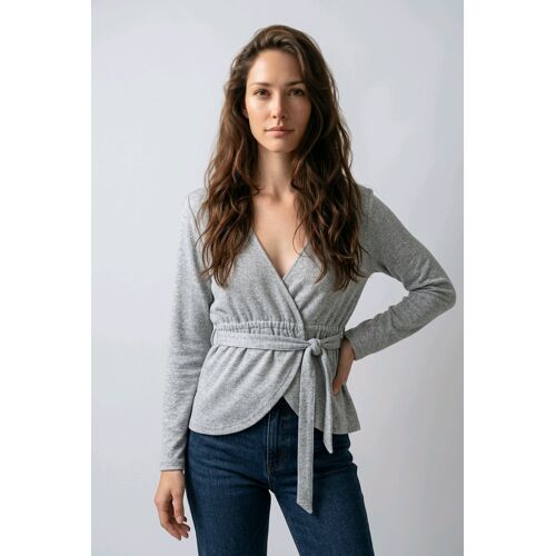 Top Cache-C?ur Gris Na-Kd Femme ¿ Neuf Avec Étiquette ¿ Taille Xs ¿ Manches Longues