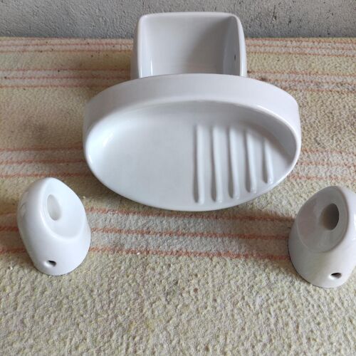 Accessoires de salle de bain muraux ancien céramique porcelaine blanc à fixer