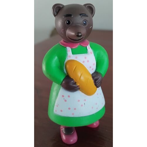 petit ours brun - maman avec baguette de pain