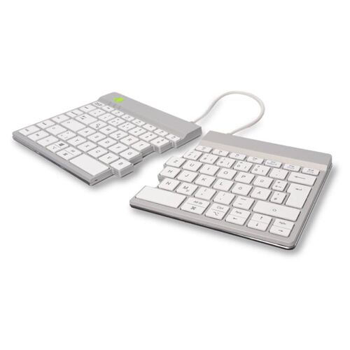 R-Go Clavier Ergonomique Split break - Clavier - avec indicateur de rupture intégré - sans fil - Bluetooth 5.0 - QWERTZ - Allemand - blanc