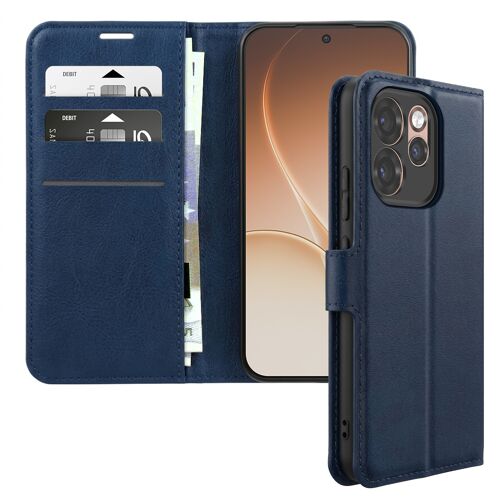 Étui Portefeuille pour Oppo Reno 15 Pro Effet Surpiqué avec Fonction support Bleu nuit