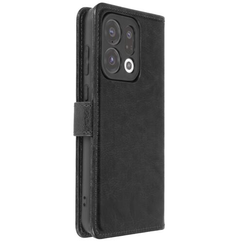 Étui Vintage Oppo Find X9 - Clapet Portefeuille & Support vidéo - Noir