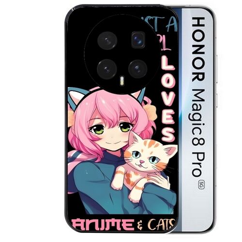 Coque noire pour MAGIC 8 PRO motif anime et chat