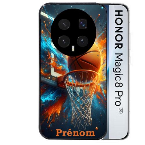 Coque noire pour MAGIC 8 PRO motif basket ball color personnalisee