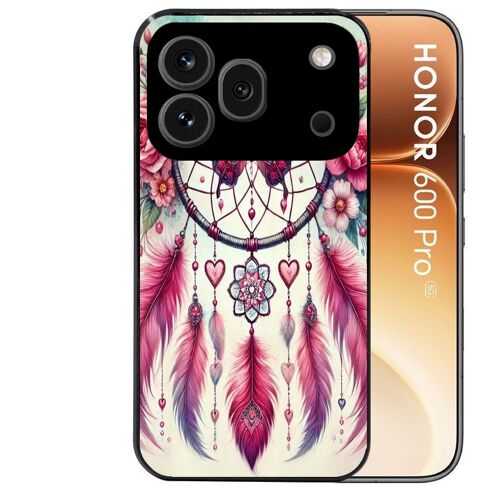Coque noire pour HONOR 600 PRO 5G motif dreamcatcher et papillon
