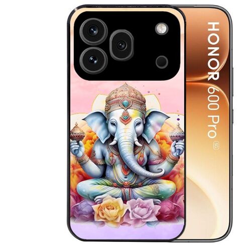 Coque noire pour HONOR 600 PRO 5G motif elephant namaste