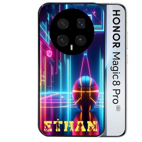 Coque noire pour MAGIC 8 PRO motif basket electro personnalisee