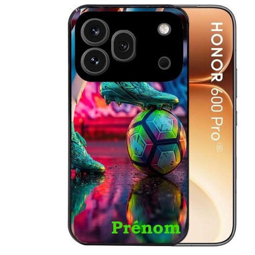 Coque noire pour HONOR 600 PRO 5G motif foot controle personnalisee