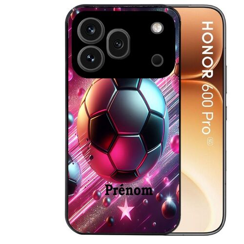 Coque noire pour HONOR 600 PRO 5G motif foot etoile personnalisee