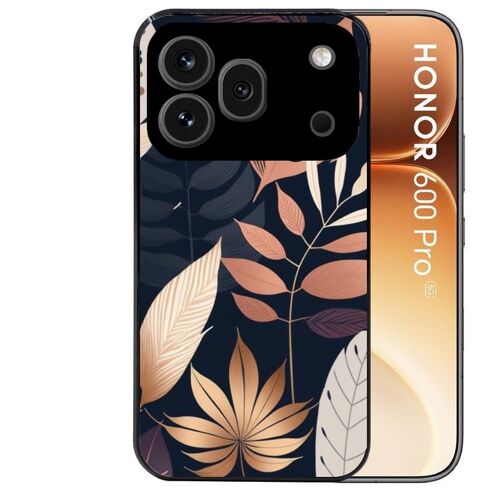 Coque noire pour HONOR 600 PRO 5G jungle et feuilles