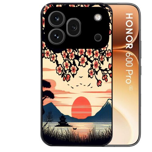 Coque noire pour HONOR 600 PRO 5G japan cerisier