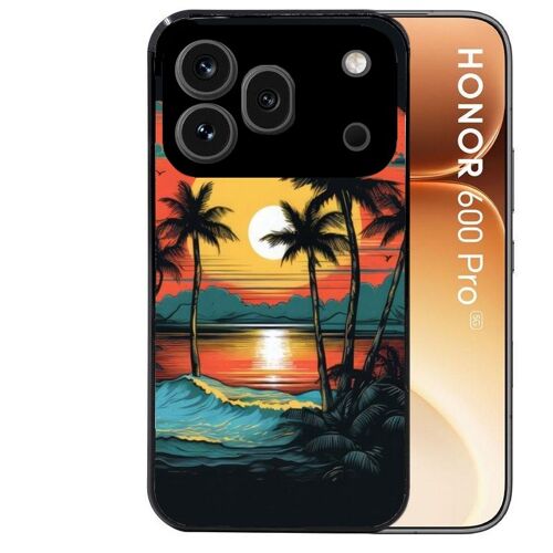 Coque noire pour HONOR 600 PRO 5G hawaii palmier