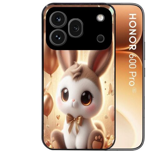 Coque noire pour HONOR 600 PRO 5G motif lapin ballon