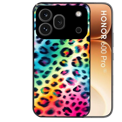 Coque noire pour HONOR 600 PRO 5G motif leopard arc
