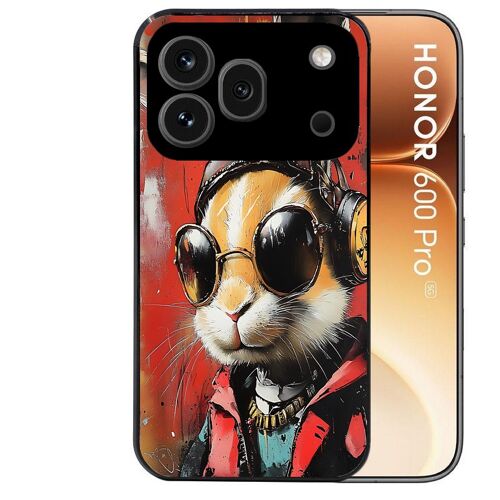 Coque noire pour HONOR 600 PRO 5G motif lapin tag