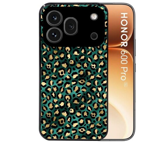 Coque noire pour HONOR 600 PRO 5G leopard vert