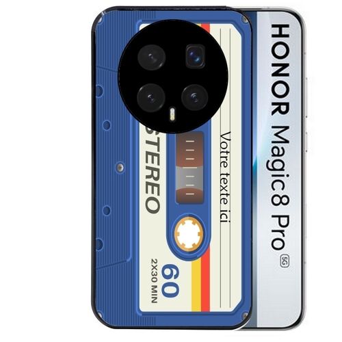 Coque noire pour MAGIC 8 PRO cassette bleu avec votre texte