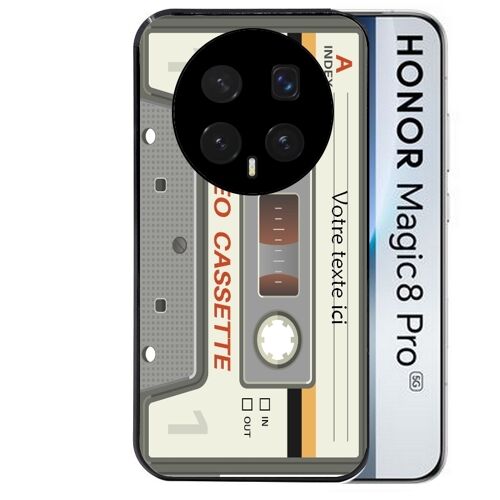 Coque noire pour MAGIC 8 PRO motif cassette grise personnalisable