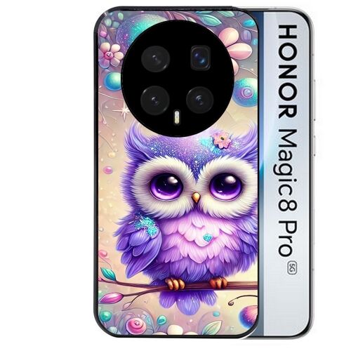 Coque noire pour MAGIC 8 PRO motif chouette violette