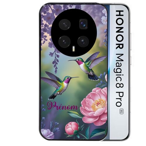 Coque noire pour MAGIC 8 PRO motif colibri couple personnalisee