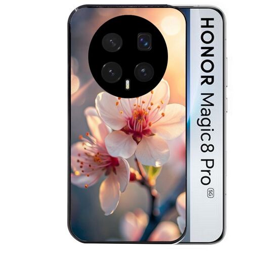 Coque noire pour MAGIC 8 PRO motif fleur de cerisier