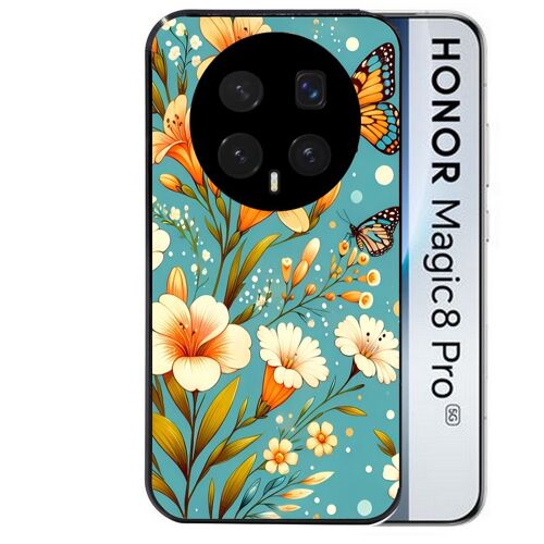 Coque noire pour MAGIC 8 PRO fleur orange