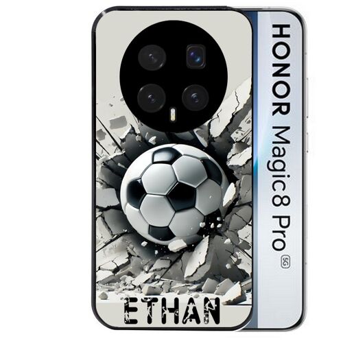 Coque noire pour MAGIC 8 PRO motif foot beton personnalisee