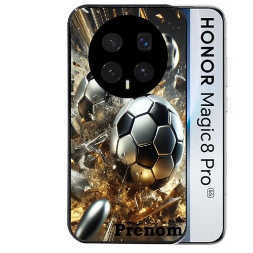 Coque noire pour MAGIC 8 PRO motif foot metal personnalisee