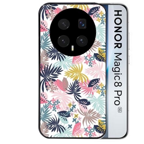 Coque noire pour MAGIC 8 PRO jungle et fleur rose