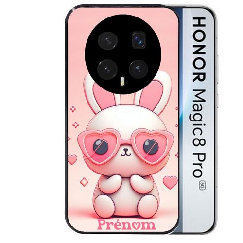 Coque noire pour MAGIC 8 PRO motif lapin lunettes personnalisee