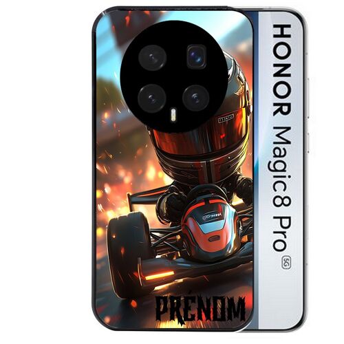 Coque noire pour MAGIC 8 PRO motif karting F1 personnalisee