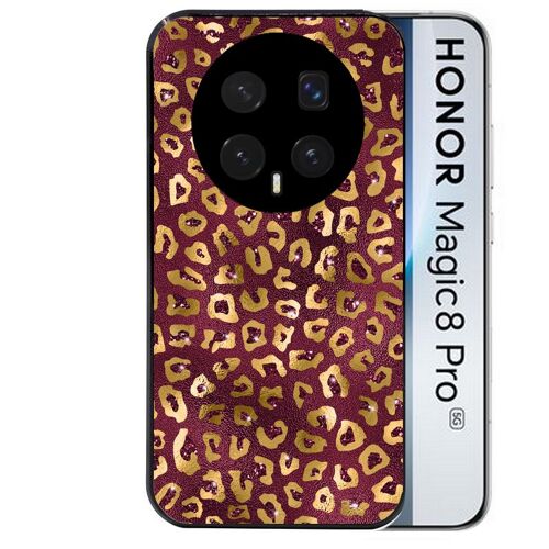 Coque noire pour MAGIC 8 PRO motif leopard grenat