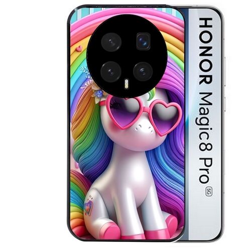 Coque noire pour MAGIC 8 PRO motif licorne pop art