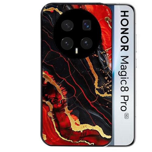 Coque noire pour MAGIC 8 PRO motif marbre rouge