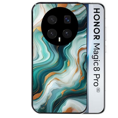 Coque noire pour MAGIC 8 PRO motif marbre vert