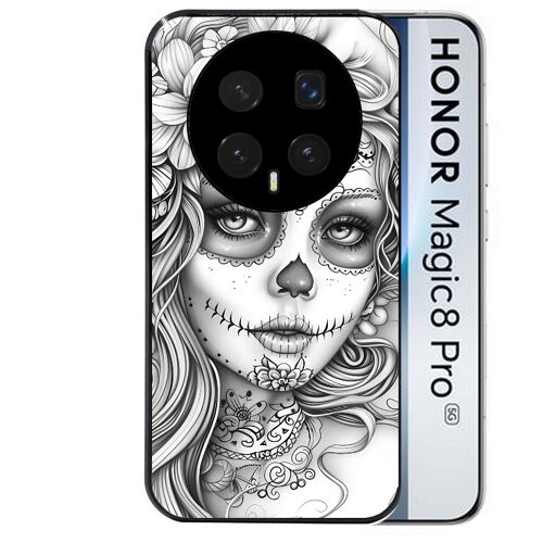 Coque noire pour MAGIC 8 PRO motif mort calavera tatoo