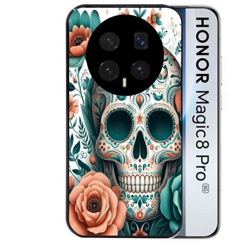 Coque noire pour MAGIC 8 PRO motif mort mexicaine turquoise
