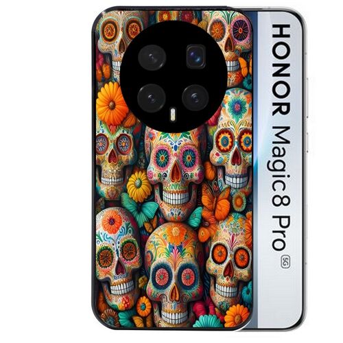 Coque noire pour MAGIC 8 PRO motif mort mexicaine papillon