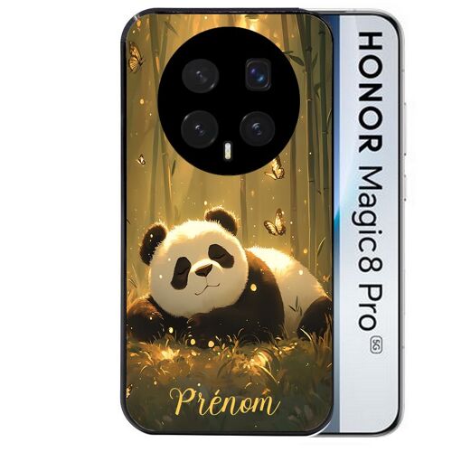 Coque noire pour MAGIC 8 PRO panda et papillon personnalisee