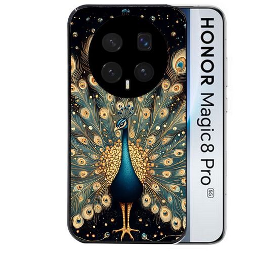 Coque noire pour MAGIC 8 PRO motif paon mandala