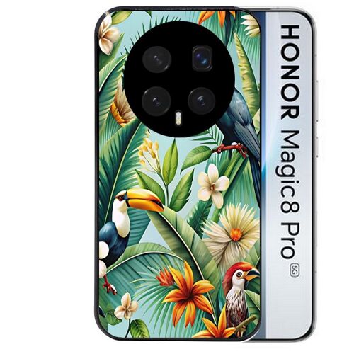 Coque noire pour MAGIC 8 PRO perroquet tropical