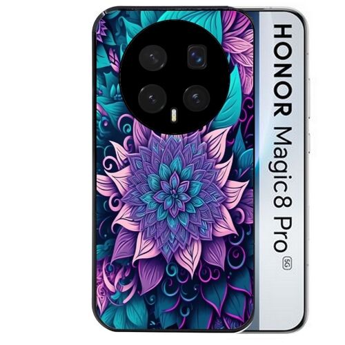 Coque noire pour MAGIC 8 PRO tropical mandala Fleur violet