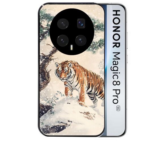 Coque noire pour MAGIC 8 PRO motif tigre bonzai