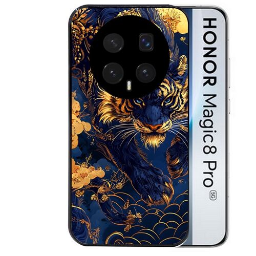 Coque noire pour MAGIC 8 PRO motif tigre et fleur