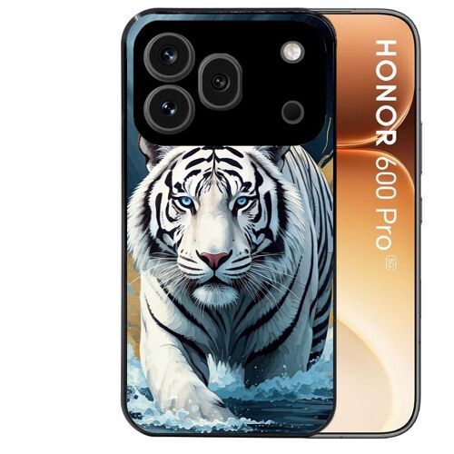 Coque noire pour HONOR 600 PRO 5G motif tigre polaire
