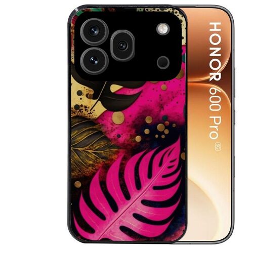 Coque noire pour HONOR 600 PRO 5G tropical rose Fleur