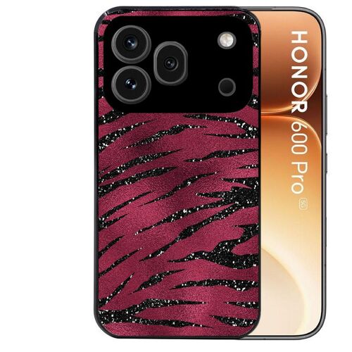 Coque noire pour HONOR 600 PRO 5G zebre grenat