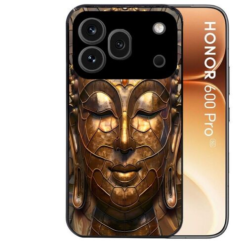 Coque noire pour HONOR 600 PRO 5G motif bouddha et mosaique