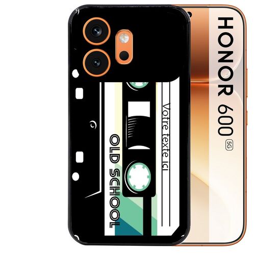 Coque noire pour HONOR 600 5G cassette avec votre texte
