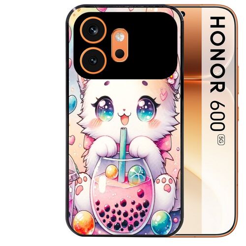 Coque noire pour HONOR 600 5G chat bubble manga